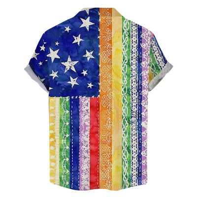 Hope Will Never Be Silent Ethnic Rainbow American Flag Print Short Sleeve Shirt