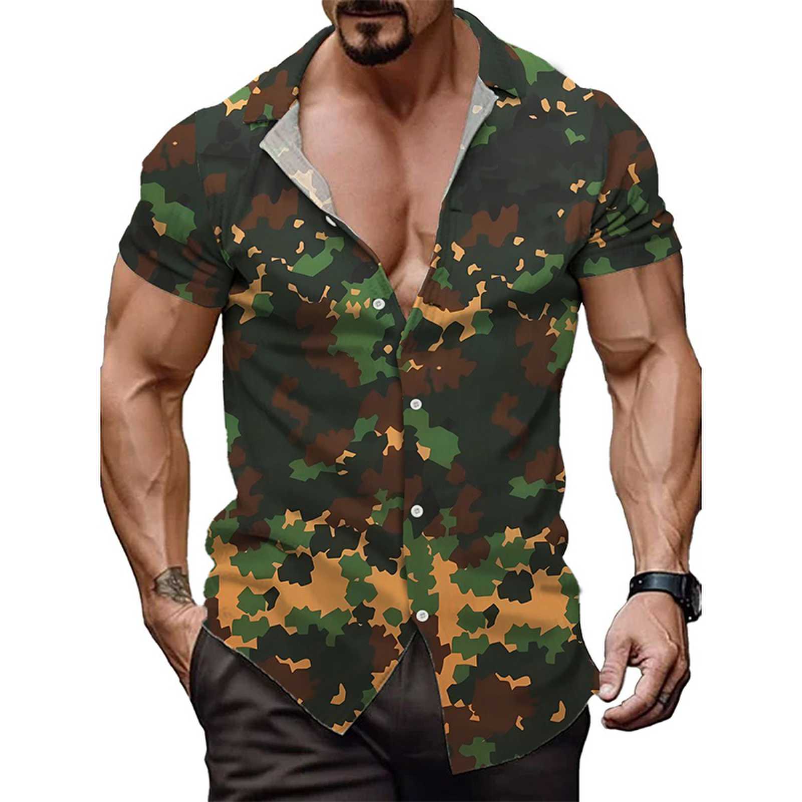 Camouflage Print Hawaiian Shirt
