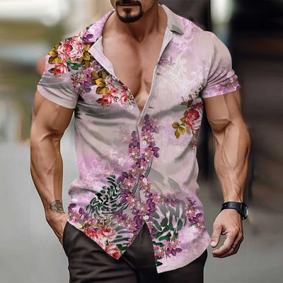 Ombre Floral Hawaiian Resort Shirt