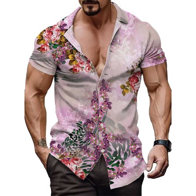Ombre Floral Hawaiian Resort Shirt