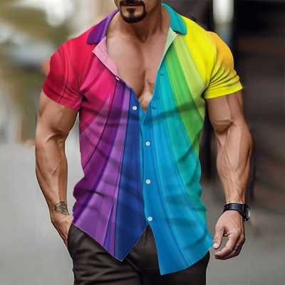 Rainbow Gradient Hawaiian Resort Shirt