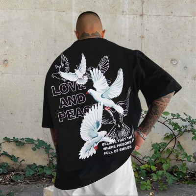 Love and Peace White Dove Print T-Shirt