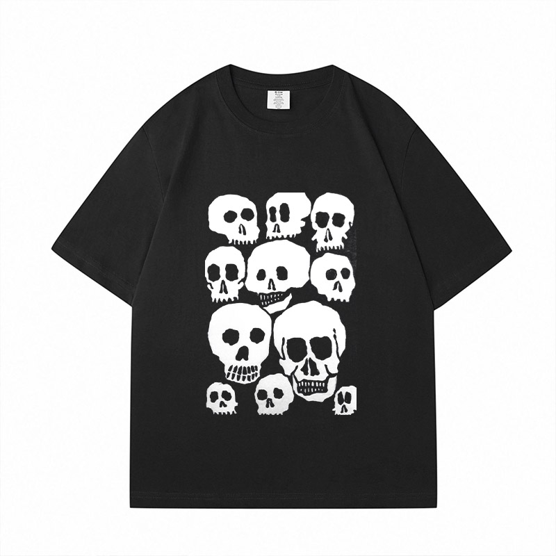 Skull Combination Printed Cotton T-Shirt