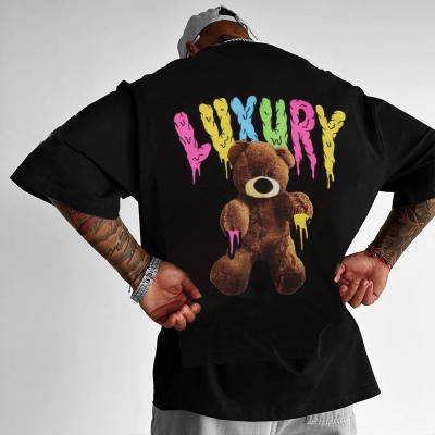 Graffiti Bear Graphic Cotton T-Shirt