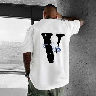 V Letter Graffiti Cotton T-Shirt