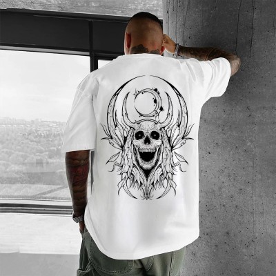 Gothic Skull Print Cotton T-Shirt