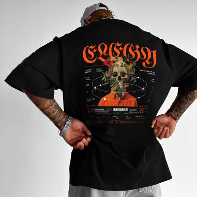 Hip Hop Skull Print Cotton T-Shirt