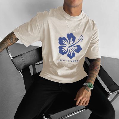 Hip Hop Floral Print Cotton T-Shirt