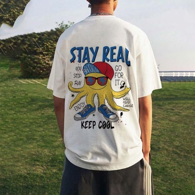 Octopus Keep It Real Graphic Print T-Shirt