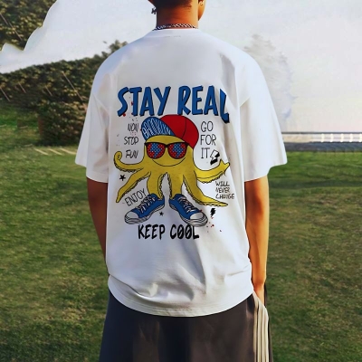 Octopus Keep It Real Graphic Print T-Shirt