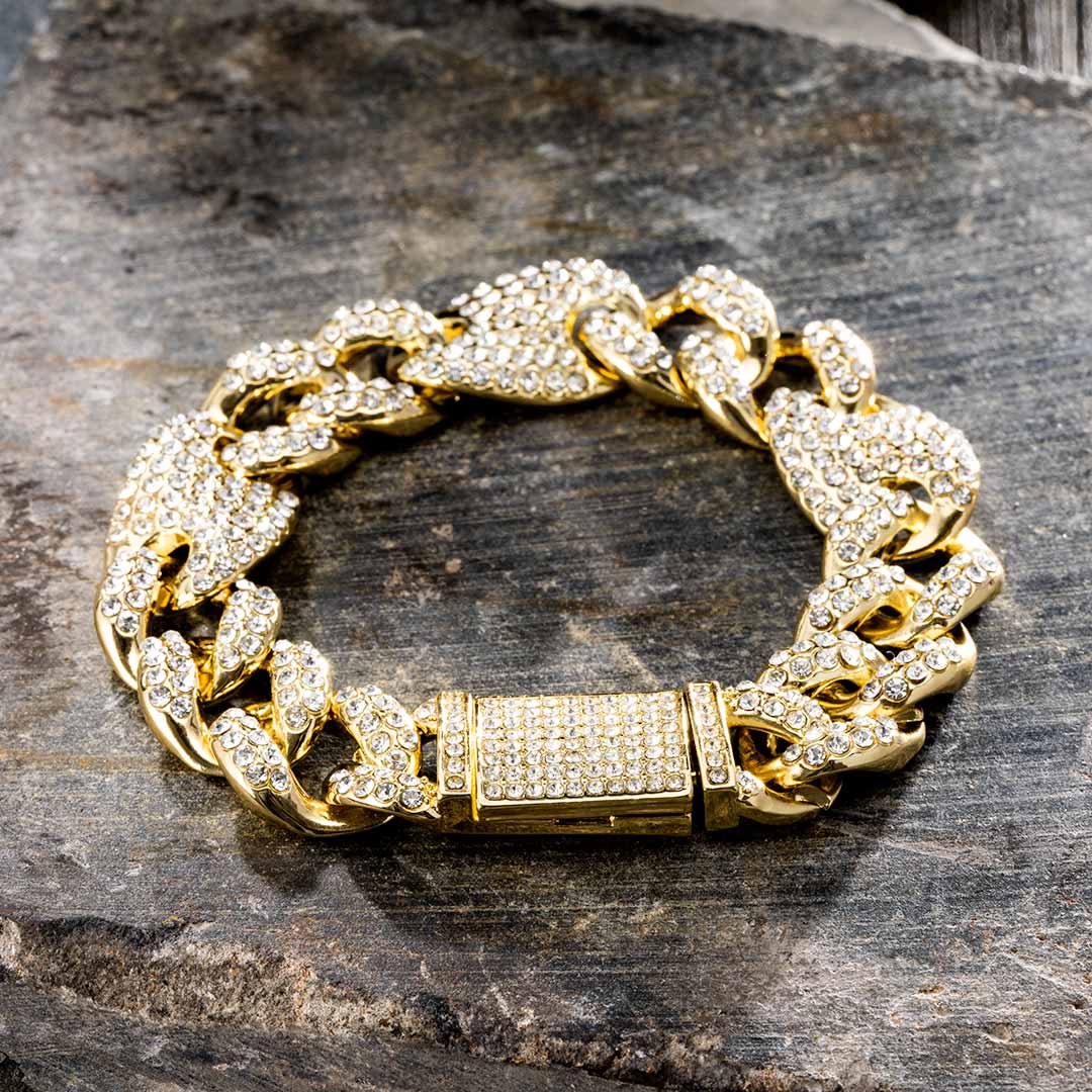 16mm G-link Cuban Bracelet in Gold