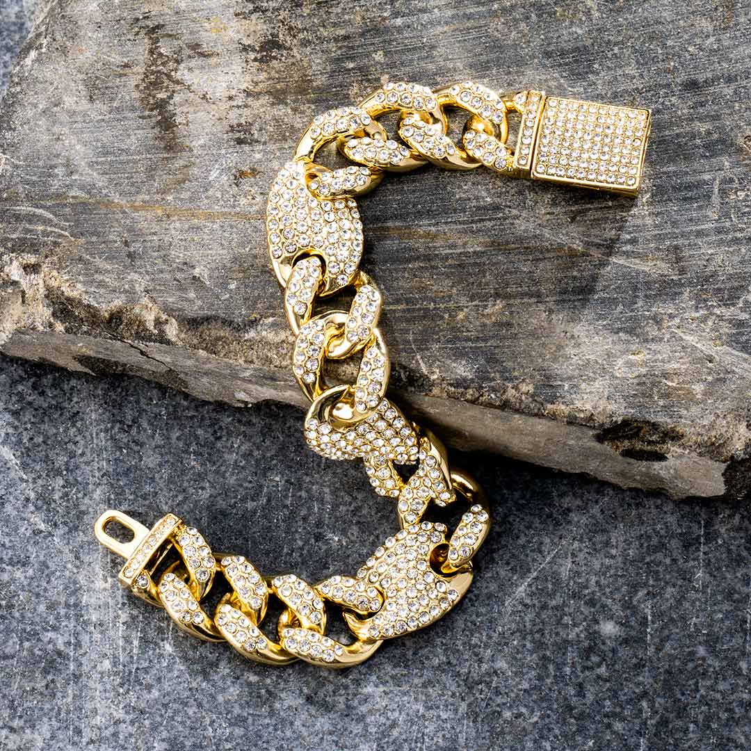 16mm G-link Cuban Bracelet in Gold