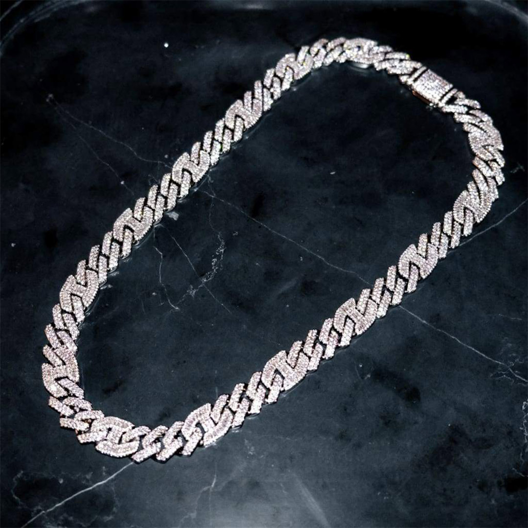14MM ICED GUCCI CURB CHAIN IN WHITE GOLD