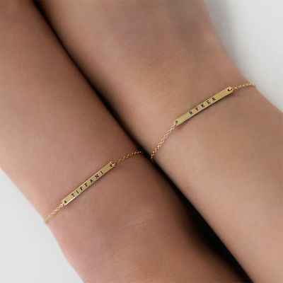 Engraved Thin Bar Bracelet