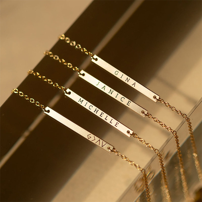 Engraved Thin Bar Bracelet