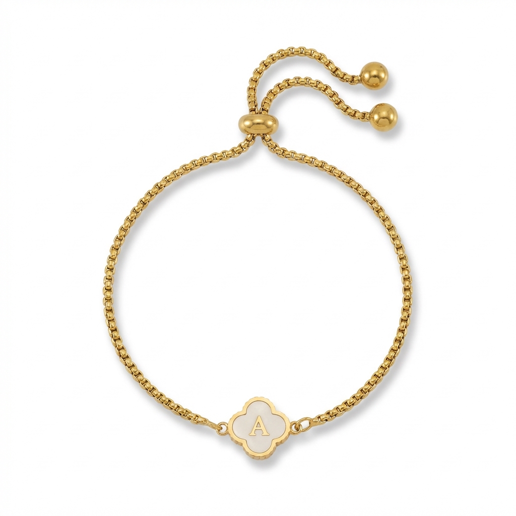 Initial Letters Four Leaf Bolo Bracelet