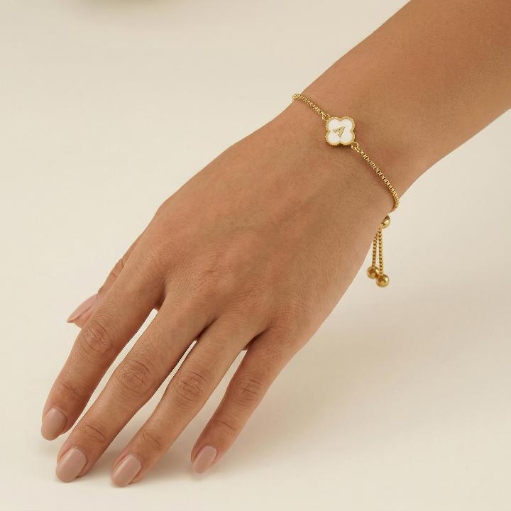 Initial Letters Four Leaf Bolo Bracelet