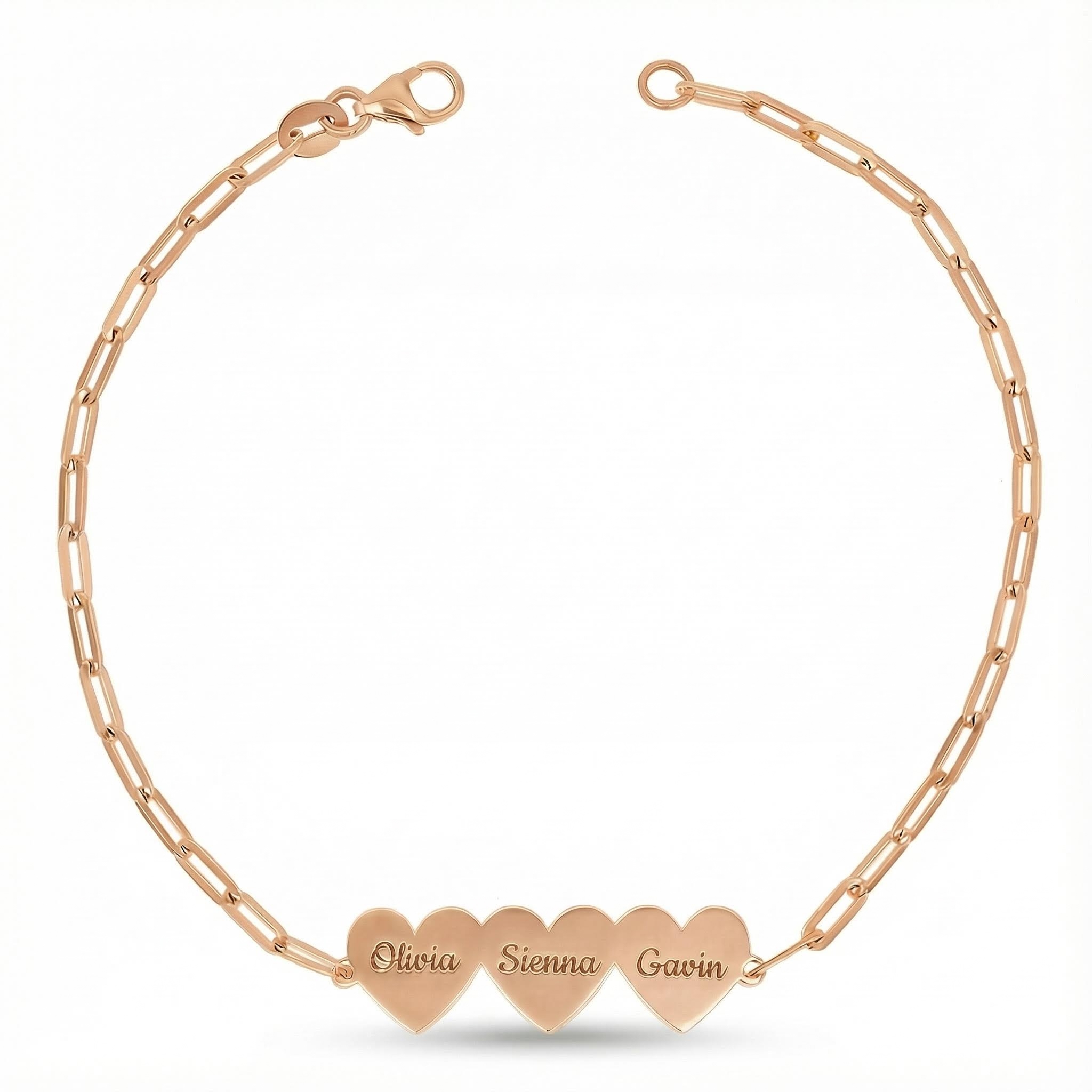 Engraved Multi Heart Paper Clip Bracelet Engraved Multi Heart Paper Clip Bracelet
