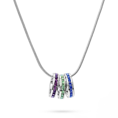 Personlized Stackable Eternity Birthstone Charm Necklace