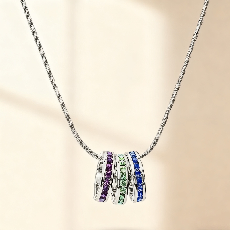 Personlized Stackable Eternity Birthstone Charm Necklace