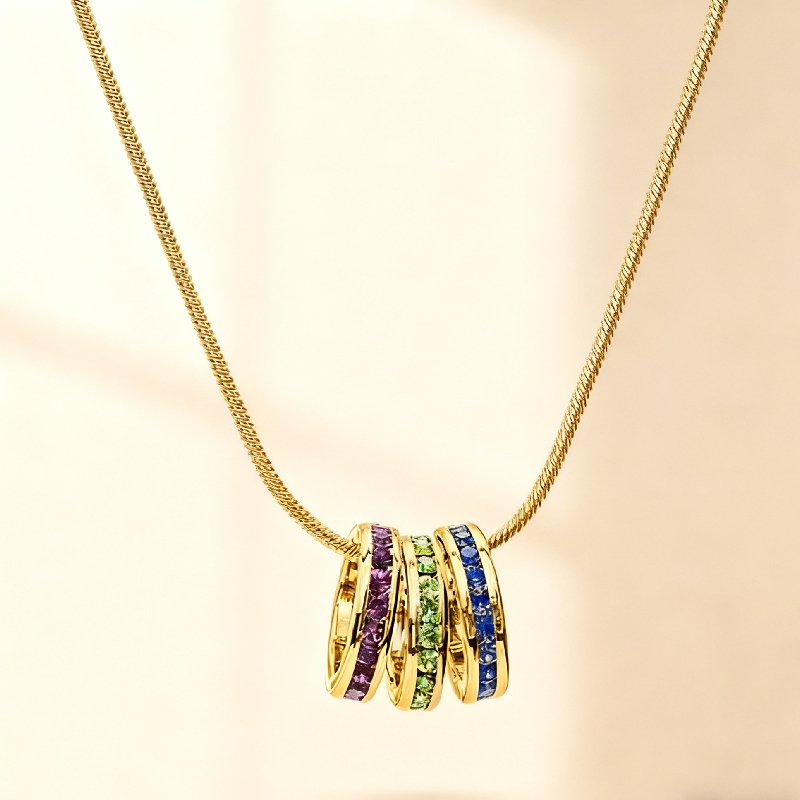 Personlized Stackable Eternity Birthstone Charm Necklace