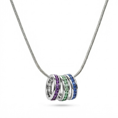 Personlized Stackable Eternity Birthstone Charm Necklace