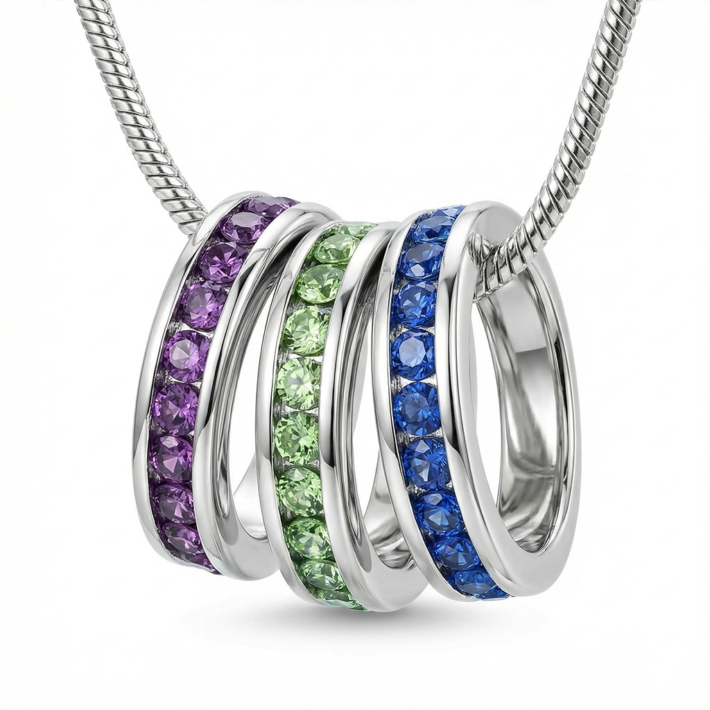 Personlized Stackable Eternity Birthstone Charm Necklace