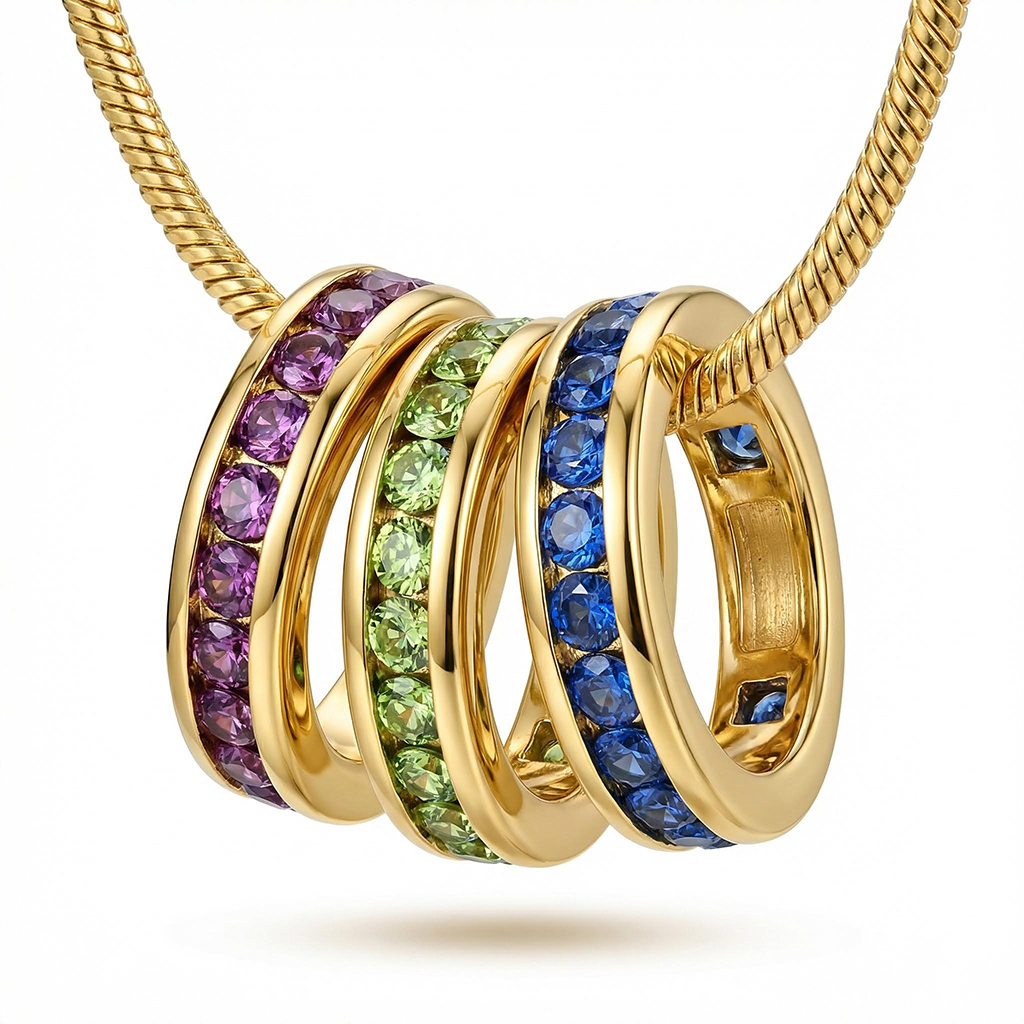 Personlized Stackable Eternity Birthstone Charm Necklace