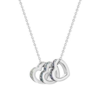 Stackable Birthstone Silver Heart Charm Necklace