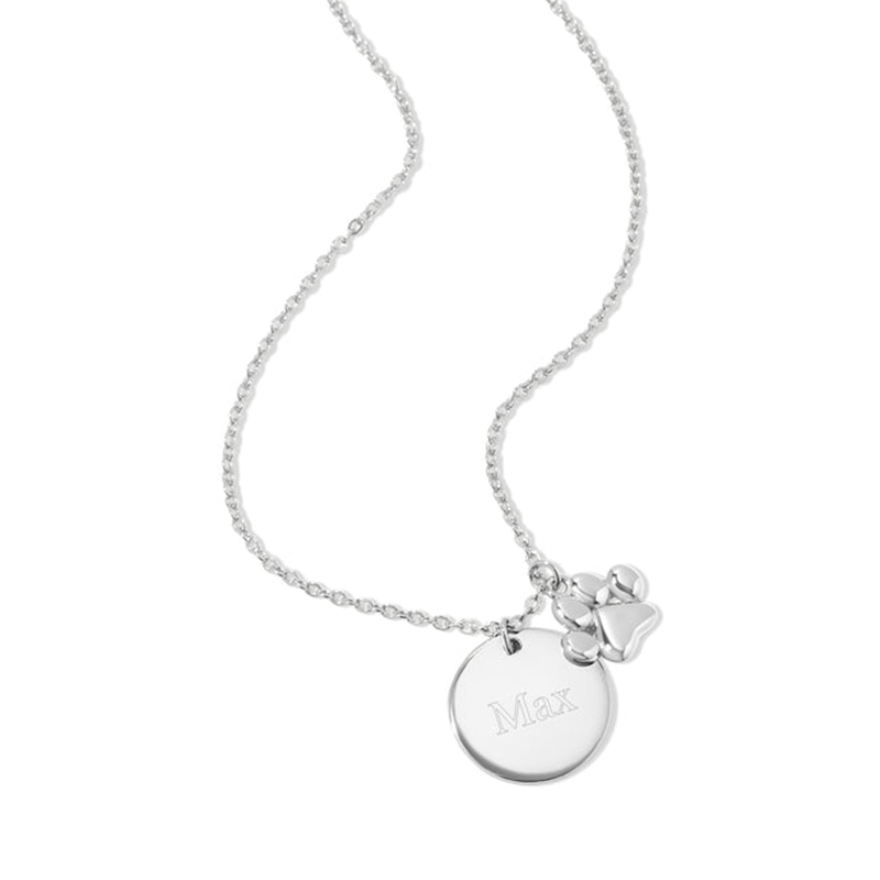 Engraved Disc & Pet Charm Necklace