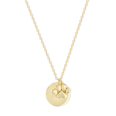 Gold Plated Name Disc & Pet Charm Necklace