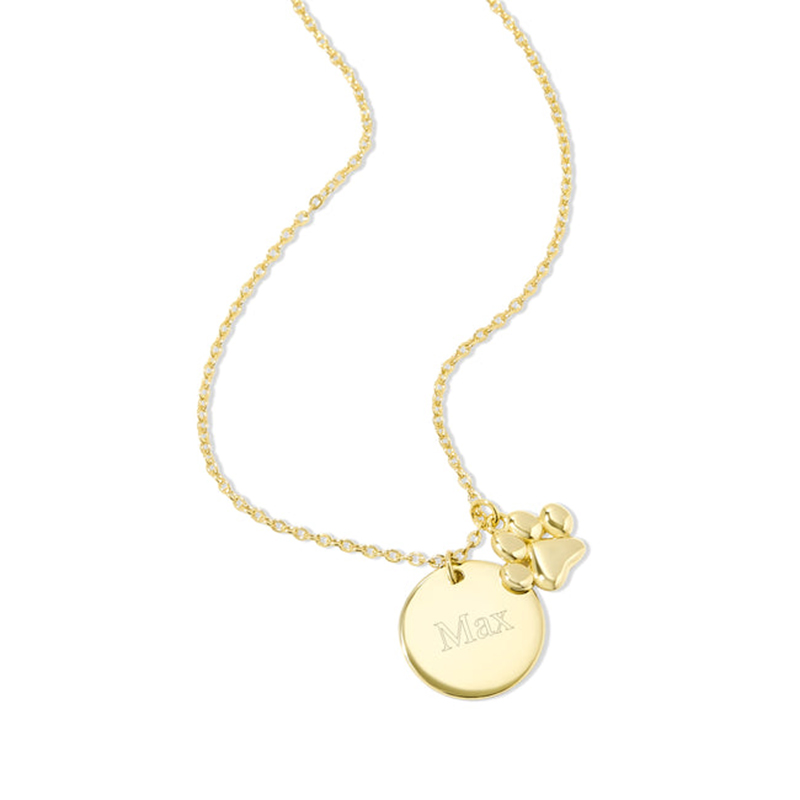 Gold Plated Name Disc & Pet Charm Necklace