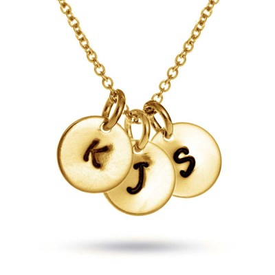 Stackable Engraved Round Initial Charm Necklace