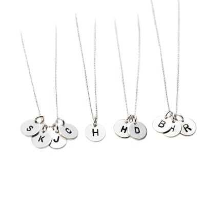 Stackable Round Initial Charm Necklace