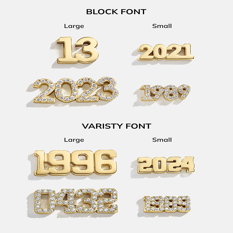 Diamond Varsity Font Custom Number Necklace