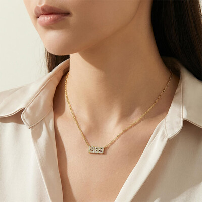 Diamond Varsity Font Custom Number Necklace