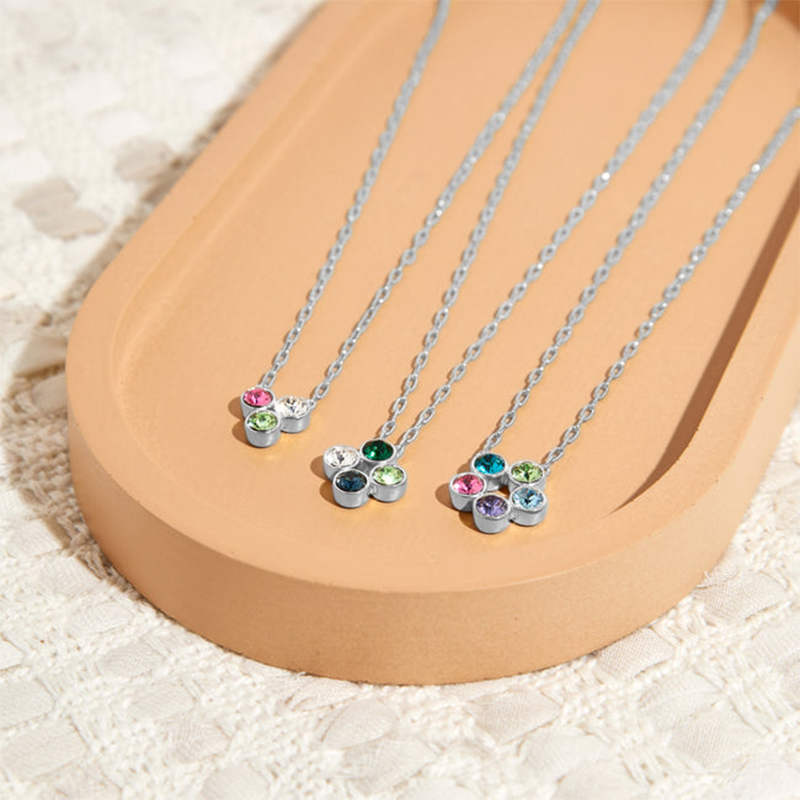 Paperclip Chain Bezel Birthstone Set Necklace