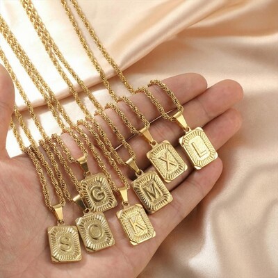 Square Initial Necklace