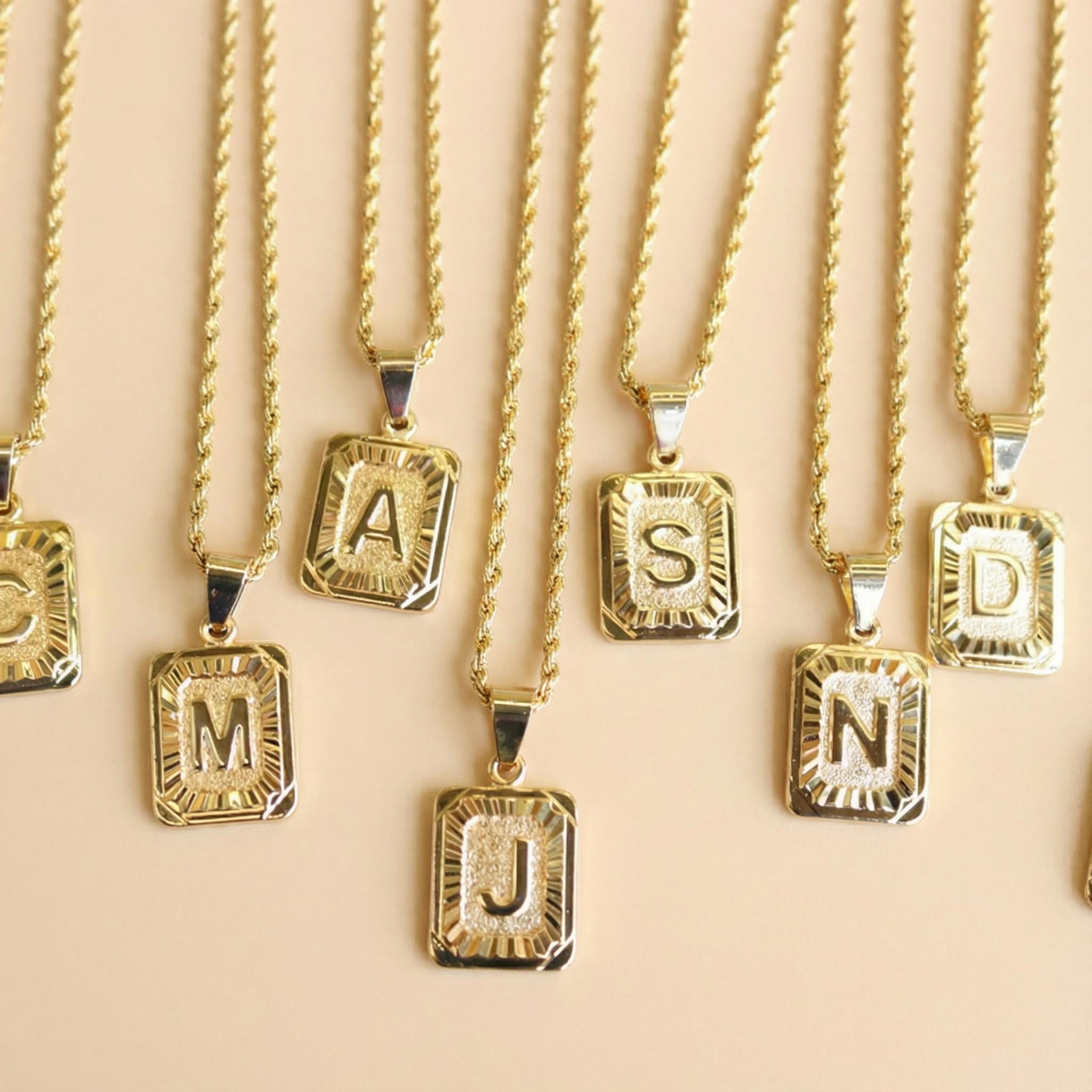 Square Initial Necklace Square Initial Necklace