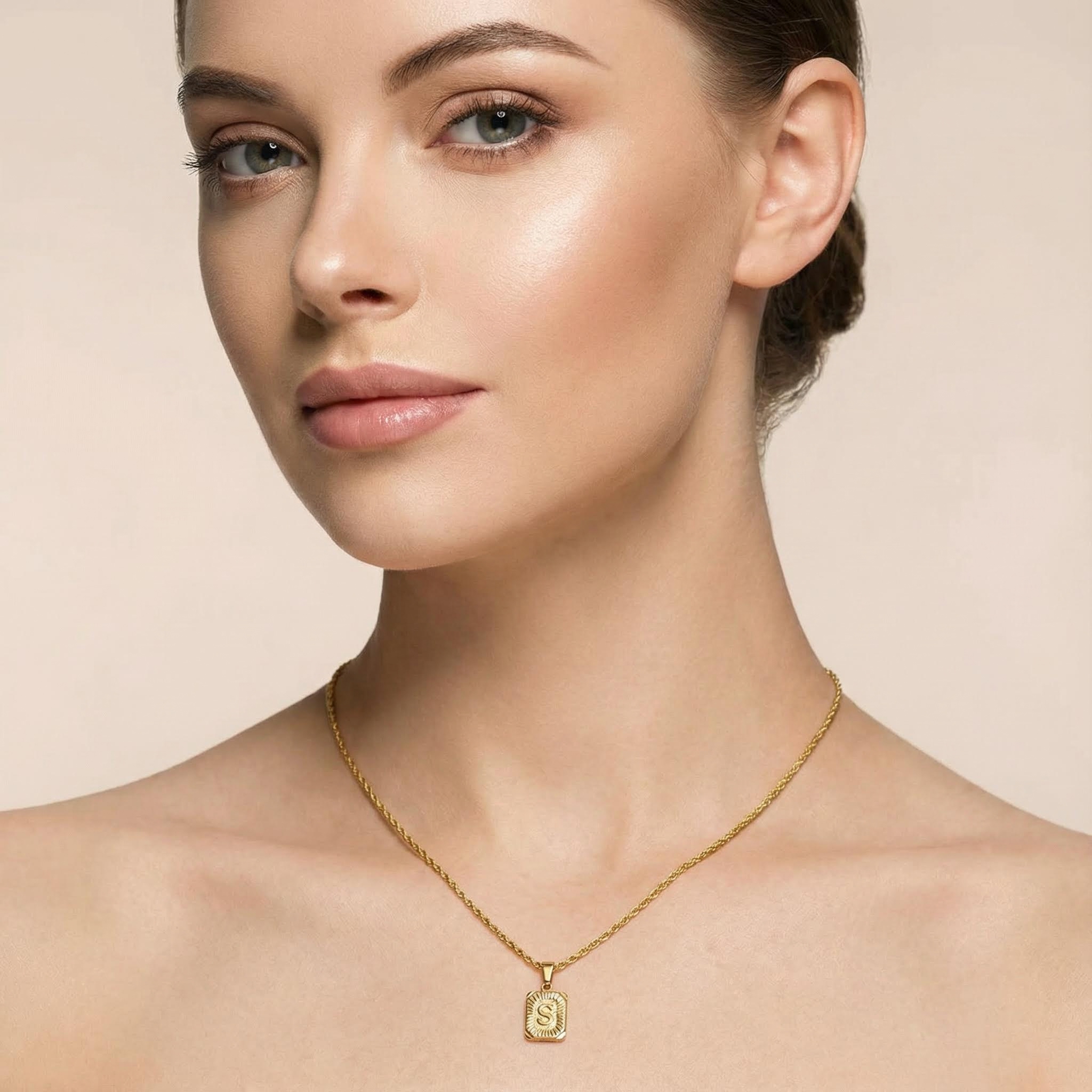 Square Initial Necklace Square Initial Necklace