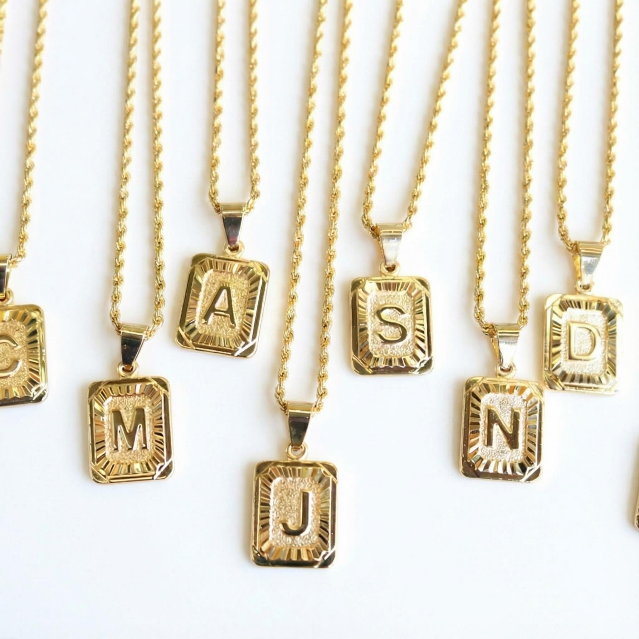 Square Initial Necklace