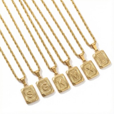 Square Initial Necklace