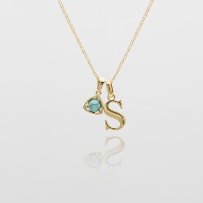 Initial & Triangle Birthstone Necklace