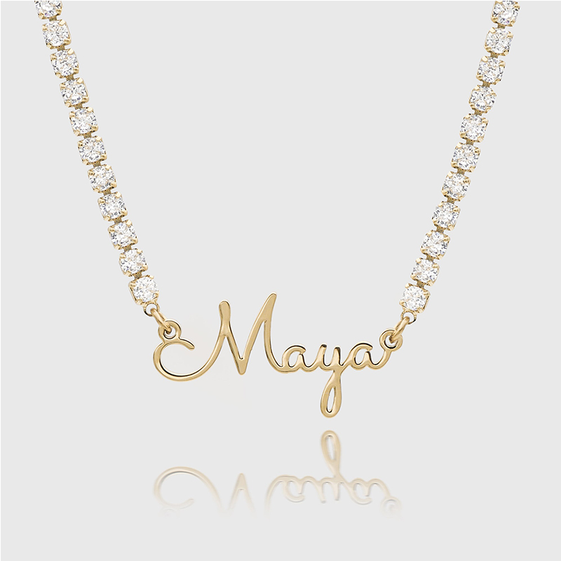 Name Necklace With Diamond Tennis Chain