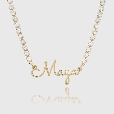 Name Necklace With Diamond Tennis Chain