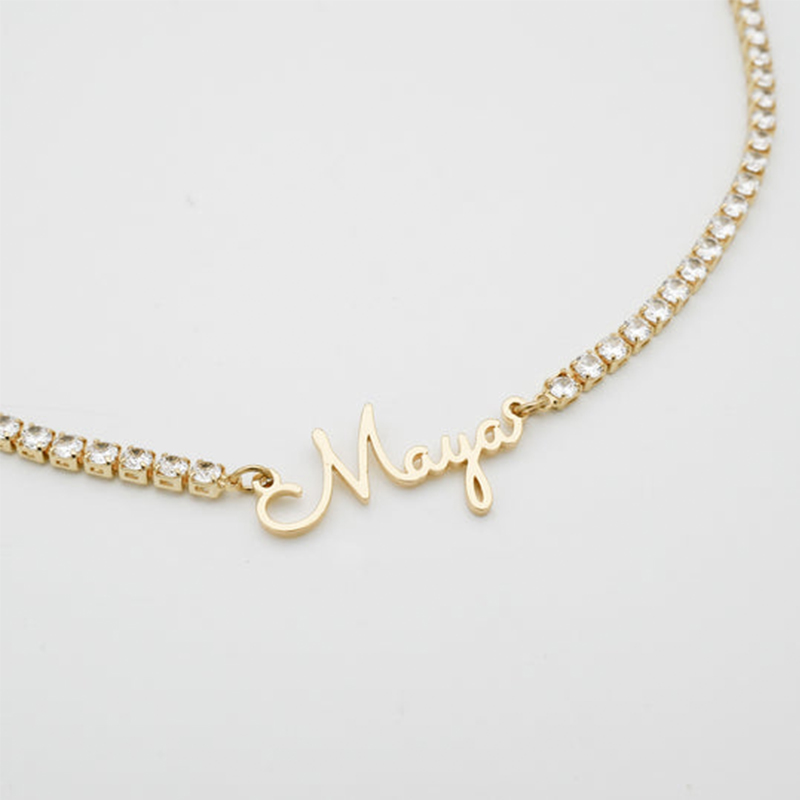 Name Necklace With Diamond Tennis Chain