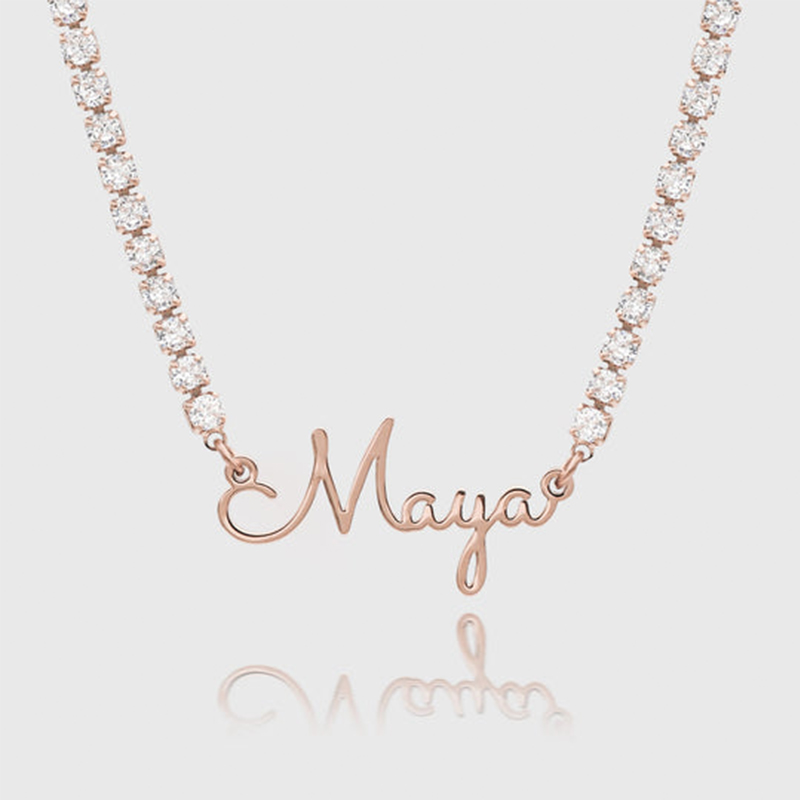 Name Necklace With Diamond Tennis Chain