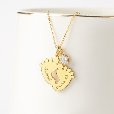 Personlized Baby Feet Name Necklace