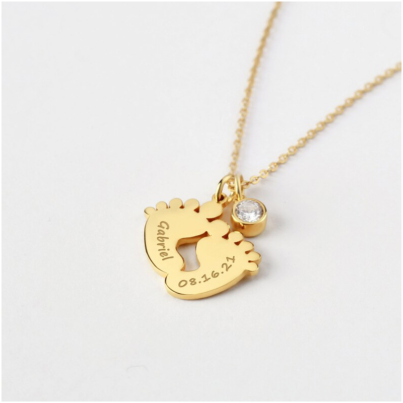 Personlized Baby Feet Name Necklace