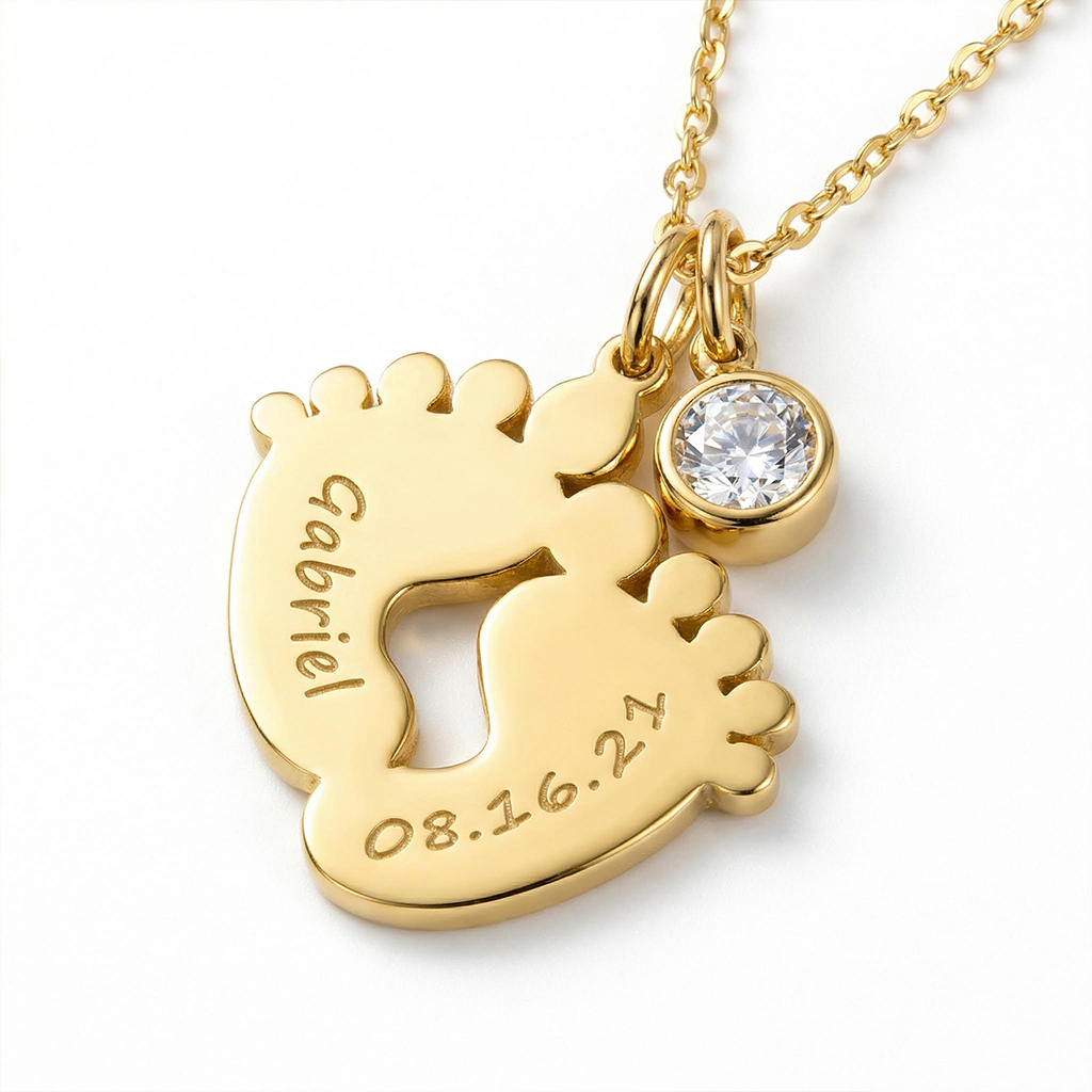 Personlized Baby Feet Name Necklace Personlized Baby Feet Name Necklace